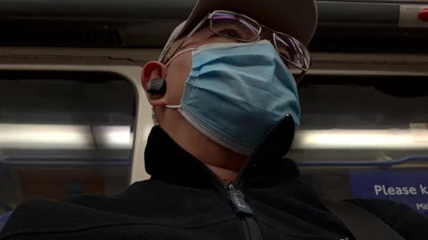 Commuter on a train. Stock Footage 154389576