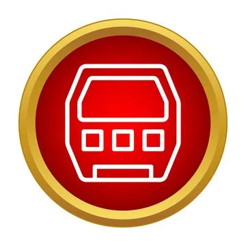 Commuter train front outline icon on red circle イラスト素材