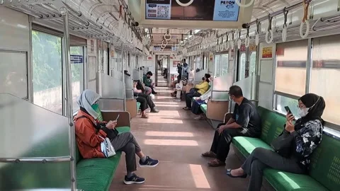 Commuter train inside Stock Footage 231472206