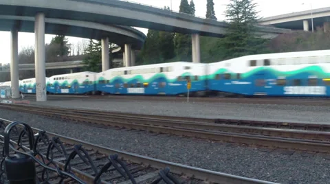 Commuter Train Overpass2 Stock Footage 36143831