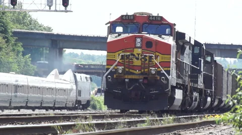 Commuter train pass Stock Footage 44234764