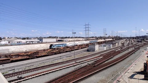 Commuter Train Passenger Commuting American Railroad Railway Regional City USA Video stock 127604094