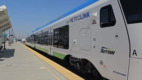 Commuter Train Passenger Commuting American Railroad Railway Regional City USA Stock Footage 241536007