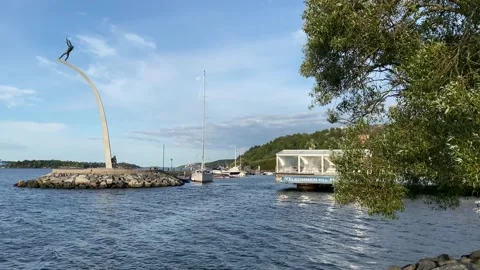 Commuter train on regular line between city Stockholm and suburbs Stock Footage 164331026