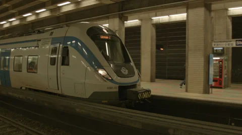 Commuter train station platform Stock Footage 33785963