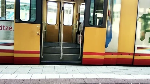 Commuter train at the station in the summer Stock Footage 104700721