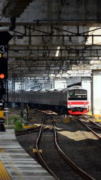 Commuter train on the track Stock Photos