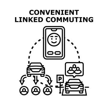 Commuter using application for linked carpooling service Stock Illustration