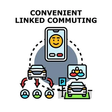 Commuter using application for linked carpooling service Stock Illustration