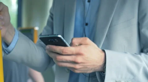 Commuter using phone in the bus Stock Footage 67106266
