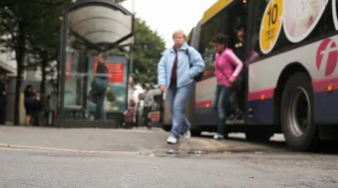Commuters and Buses HD File Stock Footage 10681060