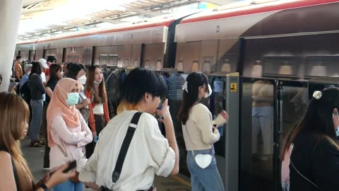 Commuters and city train Stock Footage 274160145