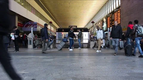 Commuters to the central train station in Rome Stock Footage 99708723
