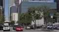 Commuters Commuting Los Angeles City Center Downtown Landmarks Cars Passing Day HD Footage