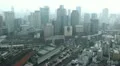 Commuters Commuting Osaka City Japan Rush Hour Crowded Buildings Downtown Aerial HD Footage