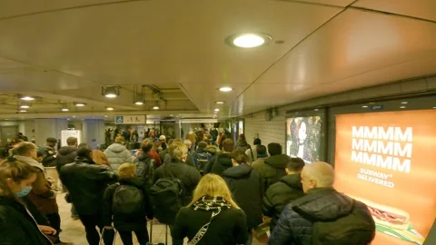 Commuters crowd struggle because of tube strike, underground service disruption Video stock 165951986