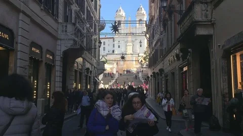 Commuters Via dei Condotti in Rome Stock Footage 83774824