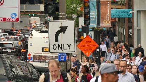 Commuters in Downtown Chicago Loop Stock Footage 80538236