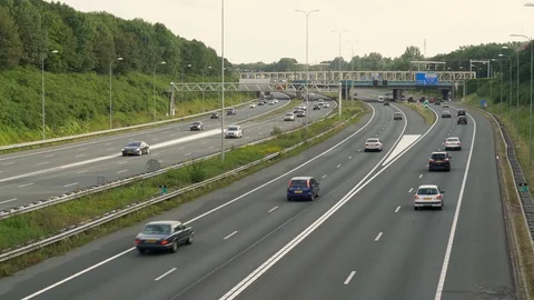 Commuters on Dutch Highway Stock Footage 112360973