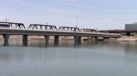 Commuters enjoy a scenic view while crossing the lake. Stock Footage 53230448