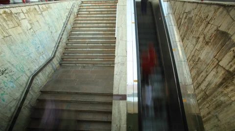 Commuters enter subway - 4k Stock Footage 36819794