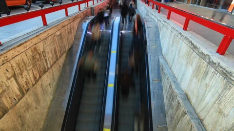 Commuters enter subway - 4k Stock Footage 36821639