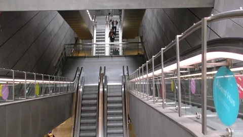 Commuters on escalators in Copenhagen Video stock 94741951