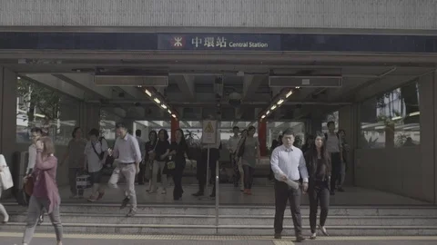 Commuters exiting the Central railway station in China Stock Footage 73698372