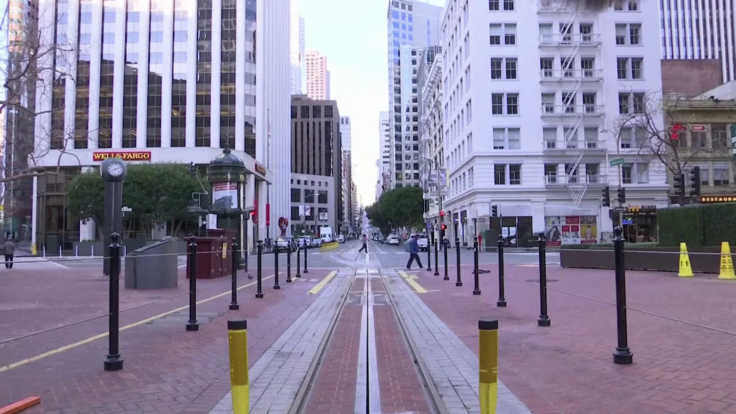 Commuters Head Into San Francisco Amid Coronavirus Shelter Order Stock Footage