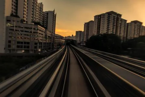 Commuters on Mass Rapid Transit (MRT) train. Stock Photos