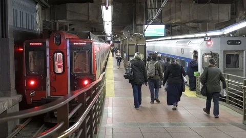 Commuters on Metro North Platform Stock Footage 119927229