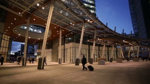 Commuters in Modern City Stock Footage 98496423