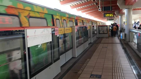 Commuters at MRT city train station in Taipei, Taiwan Stock Footage 260367523