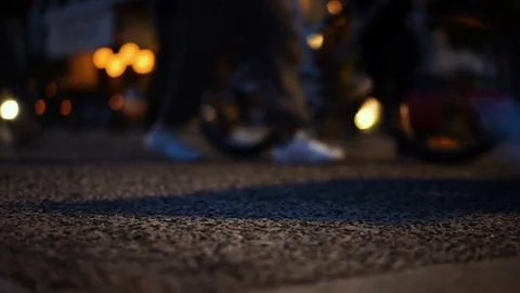Commuters at night, focus in foreground Stock Footage 77752467