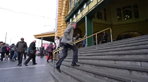Commuters at railway station Stock Footage 54821789