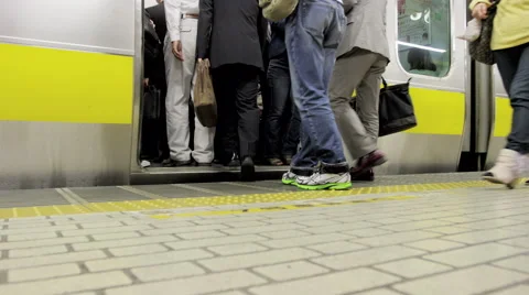 Commuters rushing to change Trains Stock Footage 55271484