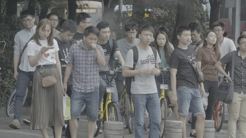Commuters in Shenzhen, China Stock Footage 98620719