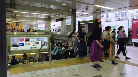 Commuters At Shibuya Station Stock Footage 95300835