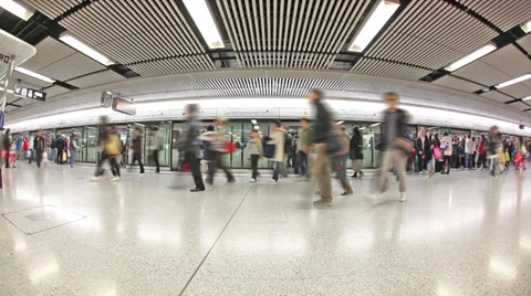 Commuters in a subway station Stock Footage 35755922