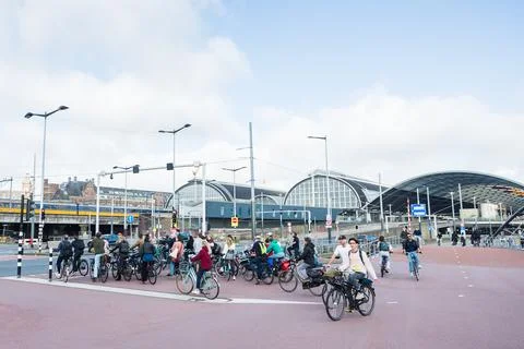 Commuters on their bikes Stock Photos