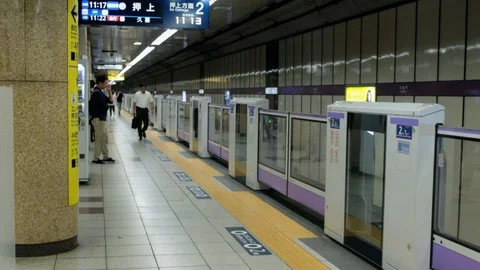 Commuters At Tokyo Subway Platform Stock Footage 111447078
