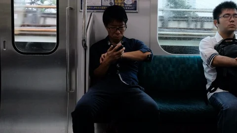 Commuters In Train Stock Footage 95298146