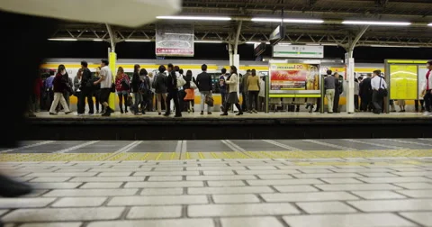 Commuters on a Train Platform changing Trains, Time Lapse Stock Footage 55263030
