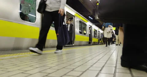 Commuters on a Train Platform changing Trains, Time Lapse Stock Footage 55263052