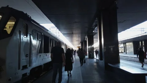 Commuters at the train station Stock Footage 133457564