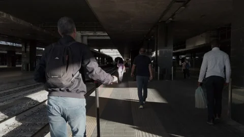 Commuters at the train station Video stock 133457915