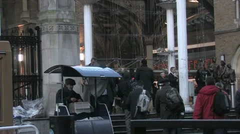 Commuters at Train Station- time lapse Stock Footage 22140777