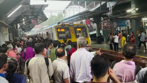 Commuters travel on local train during peak hours. 4K 스톡 동영상 249522092