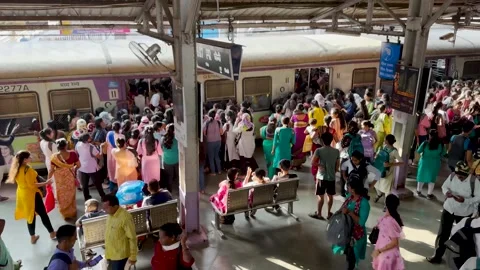 Commuters travel on local train during peak hours. Stock Footage 258656407