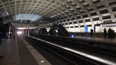 Commuters wait for DC Metro Train Stock Footage 146753244